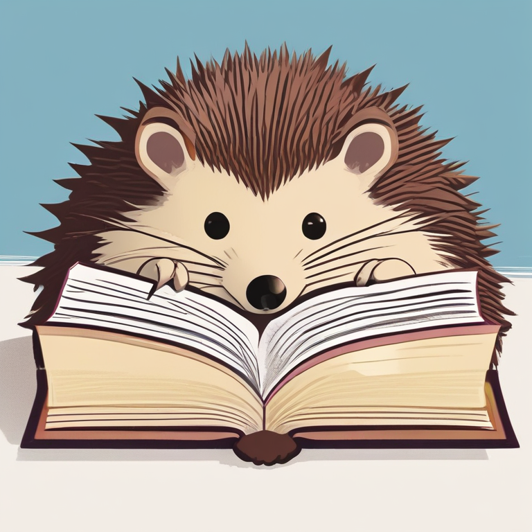 Hedgehog Reading Illustration