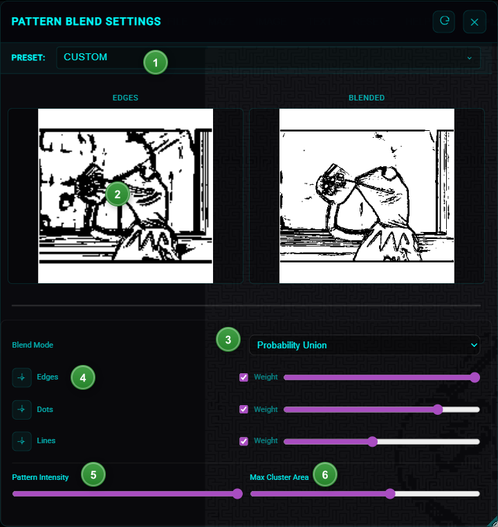 Pattern blend settings