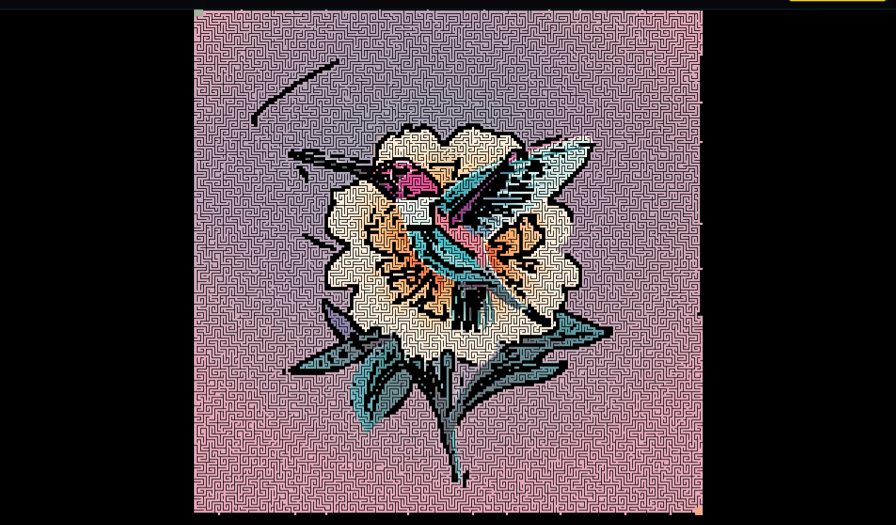 Generated maze in the main workspace after Easy Mode.