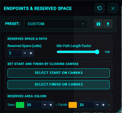 Endpoints and reserved space modal.