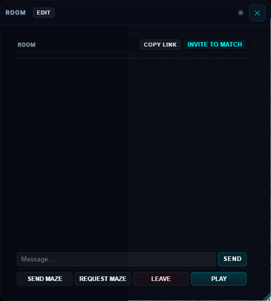 Multiplayer Room modal with chat and room actions.
